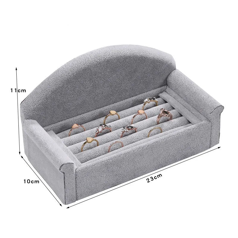 23x10x11cm Black/Gray Ring Display Stand Solid Wood Earrings Storage Stand