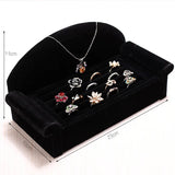 23x10x11cm Black/Gray Ring Display Stand Solid Wood Earrings Storage Stand