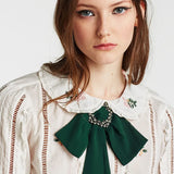 Exaggerated Chiffon Necklace for Women Rhinestone Bohemian Neck Chain