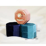 Corduroy Double Ring Box Hexagon Flannelette Wedding & Engagement