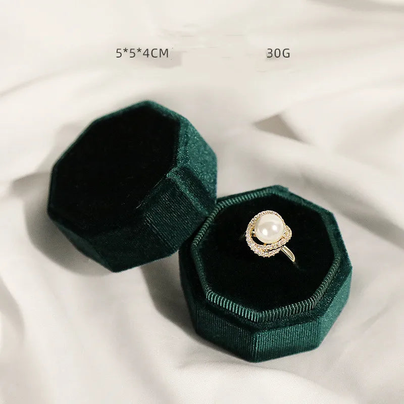 Corduroy Double Ring Box Hexagon Flannelette Wedding & Engagement