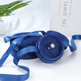 Velvet Ring Necklace Storage Box with Bowknot - Red/Blue/Gray