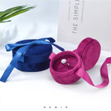 Velvet Ring Necklace Storage Box with Bowknot - Red/Blue/Gray