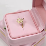 Creative Pink/Gold PU Leather Jewelry Box 6.5x6.5x4.5cm