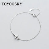 925 Sterling Silver Crystal Aircraft Bracelet