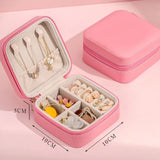 Portable PU Mirror Jewelry Organizer Box Travel Storage
