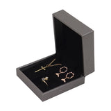 9x9x4cm Pu Brushed Leather Jewelry Set Box Mini Ring Necklace Earring Box