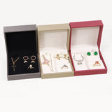 9x9x4cm Pu Brushed Leather Jewelry Set Box Mini Ring Necklace Earring Box