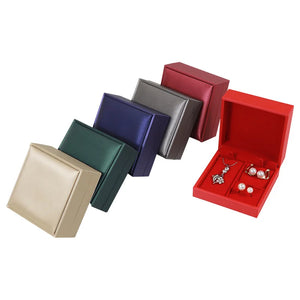 Mini Ring Necklace Earring Box 9x9x4cm Pu Brushed Leather Jewelry