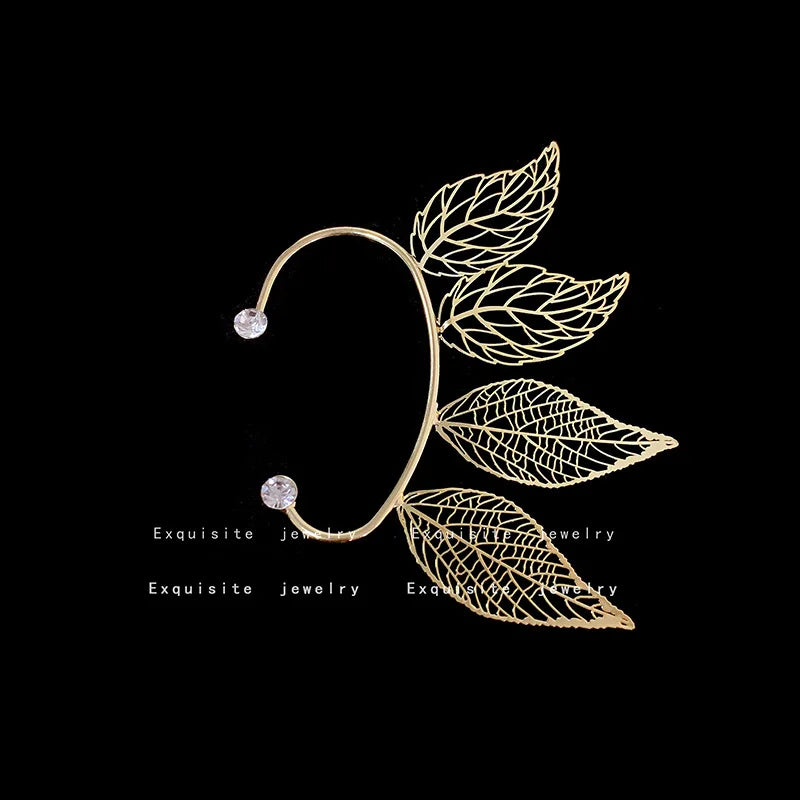 Elf Ear Cuff Maple Leaf Zircon Earring Fairy Cosplay