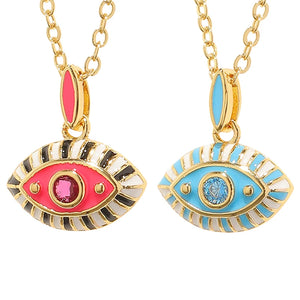 Colorful Evil Eye Pendant Necklace Boho Enamel Eye Choker for Women