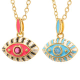 Colorful Evil Eye Pendant Necklace Boho Enamel Eye Choker for Women