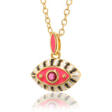 Colorful Evil Eye Pendant Necklace Boho Enamel Eye Choker for Women