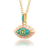 Colorful Evil Eye Pendant Necklace Boho Enamel Eye Choker for Women