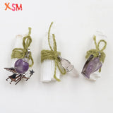 Angel Raw Stone Pendant Selenite Sticks Wands Bundle for Yoga Reiki Healing