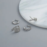 Crystal Wave Cross Ear Cuff Clip Earrings Non-pierced Jewelry