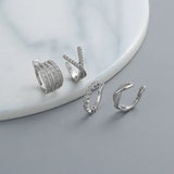 Crystal Wave Cross Ear Cuff Clip Earrings Non-pierced Jewelry
