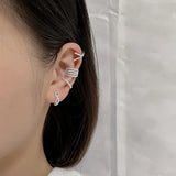 Crystal Wave Cross Ear Cuff Clip Earrings Non-pierced Jewelry