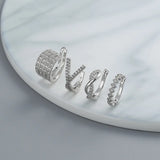 Crystal Wave Cross Ear Cuff Clip Earrings Non-pierced Jewelry