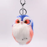 Fluffy Owl Keychain & Pendant Women Key Ring Faux Bunny Rabbit Fur Pompoms