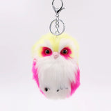 Fluffy Owl Keychain & Pendant Women Key Ring Faux Bunny Rabbit Fur Pompoms