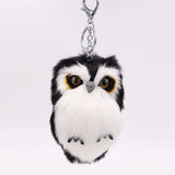 Fluffy Owl Keychain & Pendant Women Key Ring Faux Bunny Rabbit Fur Pompoms