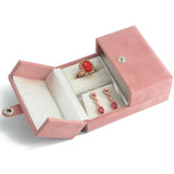 Double Open Suede Mini Set Box Ring Earrings Pendant Necklace Storage Box