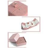 Double Open Suede Mini Set Box Ring Earrings Pendant Necklace Storage Box