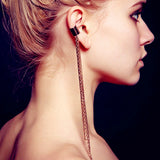 European Long Metal Chains Tassel Earring for Women Ear Cuff