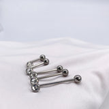 F136 Navel Nail L-Shaped Rod Inlaid Czech Drills Titanium Ball Dental Ring