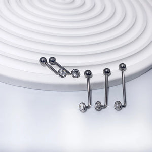 F136 Navel Nail L-Shaped Rod Inlaid Czech Drills Titanium Ball Dental Ring