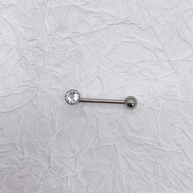 F136 Navel Nail L-Shaped Rod Inlaid Czech Drills Titanium Ball Dental Ring