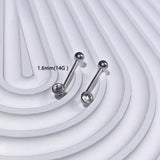 F136 Navel Nail L-Shaped Rod Inlaid Czech Drills Titanium Ball Dental Ring