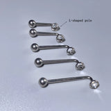 F136 Navel Nail L-Shaped Rod Inlaid Czech Drills Titanium Ball Dental Ring