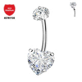 Titanium Zircon Heart Belly Button Nail 14G 10mm Navel Ring