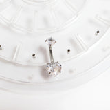 Titanium Zircon Heart Belly Button Nail 14G 10mm Navel Ring