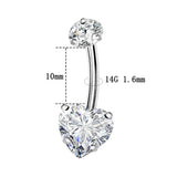 Titanium Zircon Heart Belly Button Nail 14G 10mm Navel Ring