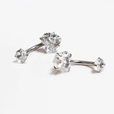 Titanium Zircon Heart Belly Button Nail 14G 10mm Navel Ring
