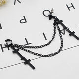 Cross Tassel Chains Ear Cuff Earrings Gothic Punk Style Clip Earring Jewelry