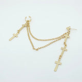 Cross Tassel Chains Ear Cuff Earrings Gothic Punk Style Clip Earring Jewelry