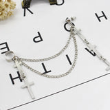 Cross Tassel Chains Ear Cuff Earrings Gothic Punk Style Clip Earring Jewelry