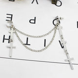 Cross Tassel Chains Ear Cuff Earrings Gothic Punk Style Clip Earring Jewelry