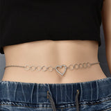 Women Silver Waist Chain Hollow Heart Crystal Body Chain Gift