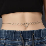 Women Silver Waist Chain Hollow Heart Crystal Body Chain Gift