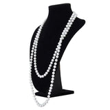 Faux Pearl Sweater Chain Necklace & Earrings Stand