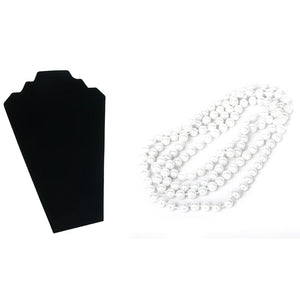 Faux Pearl Sweater Chain Necklace & Earrings Stand