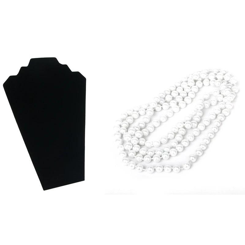 Faux Pearl Sweater Chain Necklace & Earrings Stand