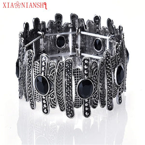 Vintage Silver Charm Elastic Bracelet for Men & Women
