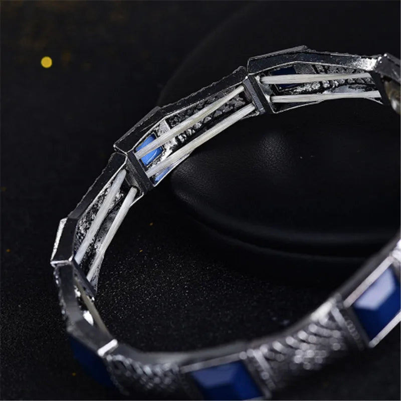 Vintage Silver Charm Elastic Bracelet for Men & Women