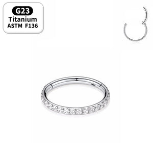 G23 Titanium Septum Earrings Nose Ring 16g Rainbow CZ Hinge